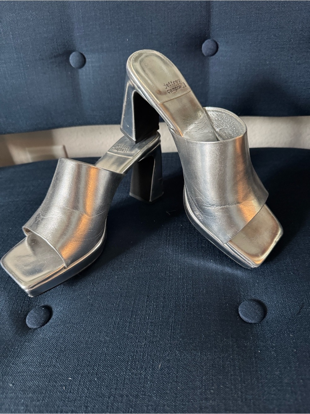Jeffrey Campbell Caviar Platform Mules, featuring a distinct square-toe